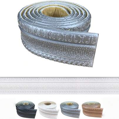 1pc/230x7.8cm Self Adhesive Flexible Foam Molding Trim  Wallpaper Border 3D Sticky Decorative Wall Lines Peel And Stick Wall Baseboard Trim For Home, Office, Hotel DIY Decor
