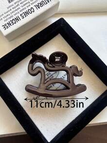 2个/1个 11厘米/4.33英寸 红/棕色小马造型塑料发夹，时尚百搭优雅简约纯色发爪，适合日常、休闲、派对、通勤、海滩、丸子头、马尾辫、洗脸、化妆、服装配饰 - 彩色 - 查看 2