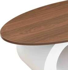 Modern Nesting Coffee Table Set Of 2, 2-Piece Oval Decorative Living Room Table Set With White Faux Marble Top And Gold Metal Base, Oval Coffee Table And Round End Table Set - White-3 - View 6