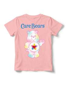 SHEIN | Care Bears Áo thun nữ màu hồng dễ thương, thiết kế hợp tác độc đáo, thoải mái khi mặc, dễ dàng phối hợp với nhiều phong cách. - màu hồng nhạt - Xem 4