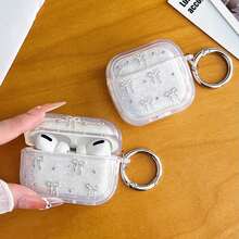 Ốp bảo vệ hình nơ tương thích với Apple 4, phù hợp với Pro, ốp bảo vệ tai nghe Bluetooth chống rơi tương thích với thế hệ thứ 2, ốp Pro 3 dễ thương đa năng - Trong sáng - Xem 6