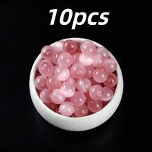 10颗天然宝石，包括粉晶、白水晶、黑曜石、虎眼石，优雅的DIY首饰制作珠子，完美礼物 - 彩色 - 查看 48