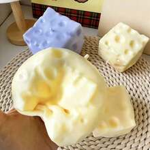 1pc 7cm Square Ultrathin Cheese Ball Squishy Toy, TPR Slow Rebound Squeeze Toy, No Filler, Cheese Skin Squishy, Birthday//Halloween,, Stress Relief Teens - 中奶酪 - 查看 10