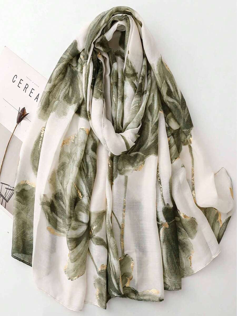 Khăn choàng nữ phong cách thường ngày ngoài trời, khăn choàng cổ retro thời trang, khăn quàng đầu, khăn quấn đi biển. - Màu xanh Ô liu - Xem 1