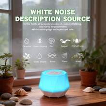 1个LED白噪音夜灯，瑜伽放松助眠器，卧室睡眠辅助器，内置10种舒缓音效和RGBW灯光，按键音量可调，15/30/60分钟定时，USB可充电800mAh电池，适用于睡眠、办公室、家庭、婴儿房，节日礼物 - 白噪音 - 查看 7