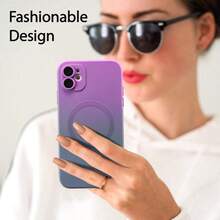 1个紫色灰色时尚渐变硅胶磨砂磁吸手机壳，兼容 17 Pro Max、17 Pro、17 Air，也兼容 17、16、15、14、13、12、11 Pro Max Plus、16E，以及三星S26 Ultra、A57、A37、A17、A07、A56、A36、A26、A55、A35、A25、A15、S25FE、S25 Ultra，圣诞礼物、冬季礼物 - 紫灰色 - 查看 7