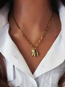 1pc Women's 12 Zodiac Constellation Pendant Necklace, Featuring Smooth Gold-Tone Ring And Lightning Shaped Diamond Pendant Design, Highlighting Personalized, Suitable For Daily Wear And An Excellent Gift - Gold - View 12