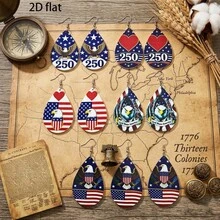 5 Pairs/Set, Women's Fashion Dangle Earrings, 250th Anniversary Of US Independence Eagle & Flag UV Printing, Low Allergy & Fade Resistant, Thick Acrylic Material, White K-Plated Iron Earring Hooks, Retro European And American Style, Suitable For Parties, Holidays, Independence Day - Multicolor - View 8