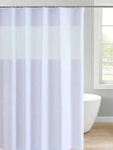Solid Color Patchwork Shower Curtain, Waterproof Mildew-Proof Bathroom Partition Curtain With Hooks, No Drilling Required Shower Curtain - A - View 8