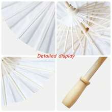 1pc Blank Lacquered Oil Paper Umbrella Wholesale, DIY White Handpainted Umbrella - White - View 6