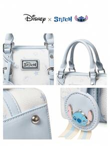 Disney 官方授权 Stitch 联名系列 Charm & Stitch 印花迷你波士顿包 - 卡通印花斜挎包，休闲时尚单肩包，生日礼物 - 彩色 - 查看 12