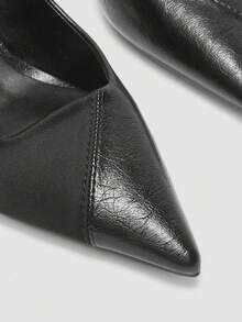 Tacones de salón de mujer con diseño de hebilla, puntera afilada, para ocasiones de fiesta y moda - Negro - Ver 6