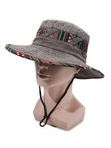 Mũ chống nắng mùa hè unisex, mũ denim chống nắng, mũ rộng vành câu cá dành cho nam (vị trí nút và họa tiết vải ngẫu nhiên) - A - Xem 6