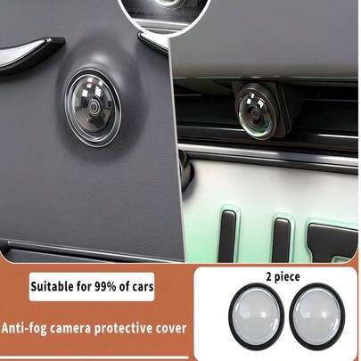 2 Packs Car 360-Degree Panoramic Camera Protective Covers - HD Transparent Protective Films For Front & Rear Lenses (Dustproof, Anti-Fog, Rainproof, Sand/Gravel Resistant, Anti-Scratch)