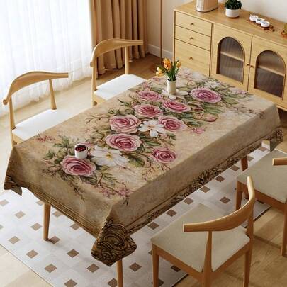 1 chiếc khăn trải bàn in họa tiết hoa cổ điển, vật trang trí lý tưởng cho nhà bếp trong các dịp lễ và họp mặt gia đình, phù hợp cho phòng ăn, dã ngoại, tiệc buffet, tiệc lễ hội, lễ kỷ niệm và đám cưới, là một ý tưởng quà tặng tuyệt vời.