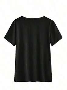 Camisetas Cristianas Divertidas, Regalos Cristianos, Camiseta con Estampado "Catch Up With Jesus", Camiseta de Manga Corta con Cuello Redondo para Mujer, Camisetas Gráficas de Moda, Top para Mujer, Transpirable y Cómodo - Negro - Ver 2