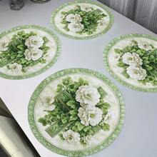 Vintage Green Floral Round Placemats, Elegant & Premium, Available In Multiple Specifications, Size 14.17in (36cm) In Diameter. 100% Polyester, Machine Washable, Hand Washable And Dry Cleanable, Non-Slip & Heat-Resistant, Ideal For Daily Dining, Home Decor, Infusing Vintage Natural Atmosphere Into Your Table, A Top Choice To Elevate Your Home Style. - Multicolor - View 9