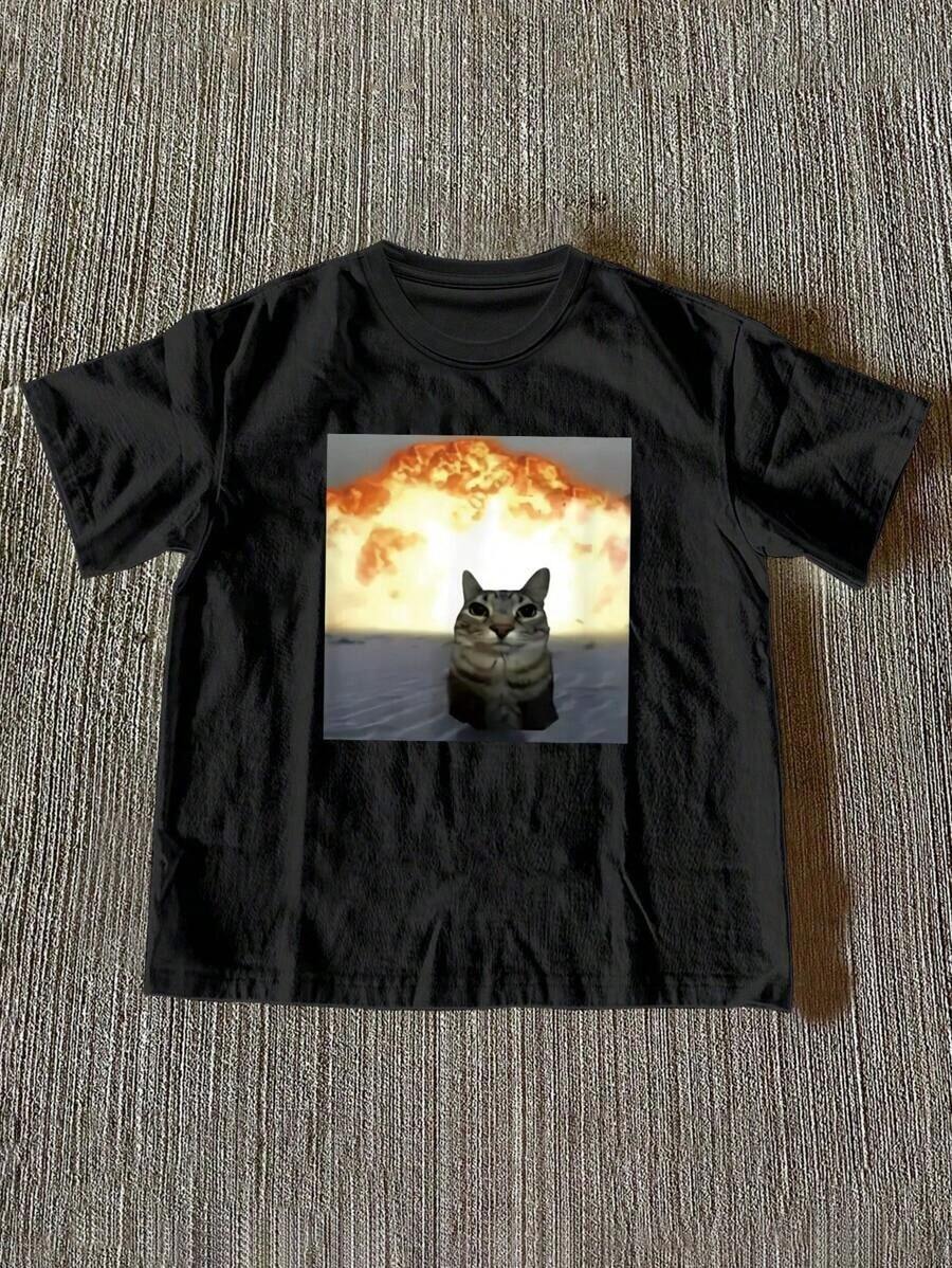 Camiseta Estándar para Hombre Manfinity Dauomo con Impresión Divertida de Mapache Relámpago - Blanco - Ver 1