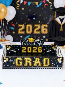 1个2026毕业季木质托盘，黑金毕业季DIY托盘，毕业帽图案食物托盘，毕业派对餐桌中心装饰托盘，祝贺毕业收纳托盘，糖果盒，祝贺毕业零食托盘，爆米花盒，甜甜圈盒，2026届毕业季装饰甜点托盘，蛋糕盒，饼干盒，毕业派对用品，毕业季厨房水果蔬菜托盘，2026毕业季装饰，2026毕业季礼物 - 黑金畢業季 - 查看 5