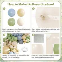 117pcs Sage Green Dusty Blue Yellow Pastel Balloon Arch Kit, Yellow Green Dusty Blue Sand White Balloons For Babyshower Wedding Bridal Birthday Gender Reveal Party Decorations - View 3