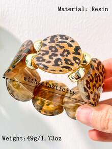 1 pieza Brazalete de estilo barroco retro con incrustaciones de rhinestone exagerado, brazalete de textura de madera abierto con decoración de remaches de estrella de varios elementos - Multicolor C - Ver 4