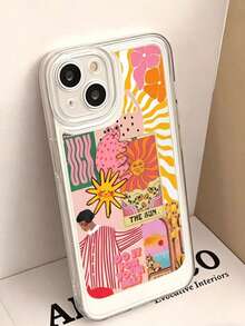 Minimalist Fashionable Sunflower Cat Cartoon Pattern Full Coverage Transparent Anti-Fingerprint TPU Phone Case Compatible With IPhone 16 ProMax/16/16 Pro/16 Plus/11/15/15 Pro/15 ProMax/12/13/14 ProMax/Xs/Xr/11 Pro/11 ProMax/12 Pro/12 ProMax/13 Pro/13 ProMax/7 Plus/14 Pro/14 ProMax/14 Plus/7 Plus/8 Plus/8/Se2/12 Mini/13 Mini, Anti-Yellowing Hard Shell - Multicolor - View 2