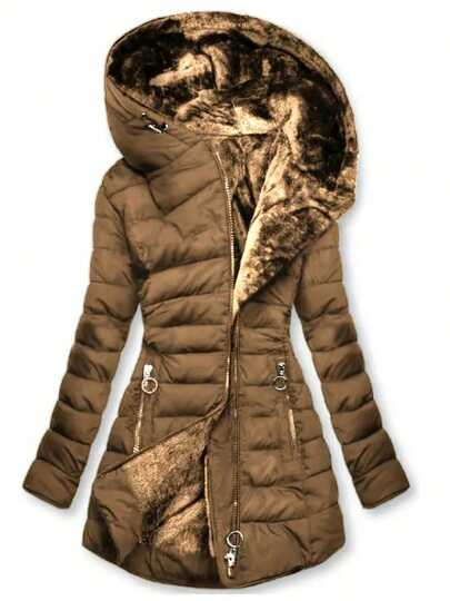 Hooded Long-Sleeved Warm And Velvet Cotton Jacket