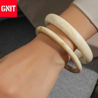 GNIT 4件/2件复古树脂多色亚克力手镯，时尚百搭，适合日常佩戴、派对、珠宝、情人节、母亲节礼物、夏季旅行必备、配饰、节日礼物、毕业/珠宝、女士球形配饰、珠宝