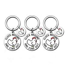 Funny Chicken Keychain, "Cluck Around And Find Out" Stainless Steel Keyring, Cute Cartoon Animal Pendant, Chicken Lover Creative Gift, Unisex Bag/Car Key Accessory - Multicolor - View 7