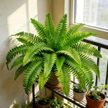 2 Peças Grandes Plantas Artificiais de Samambaia de Boston, Vegetação Biónica Semelhante à Vida Resistente aos Raios UV, Adequada para Decoração Externa, Interna Doméstica/Escritório, Jardim, Casamento, Exibição Sazonal, Plantas Verdes Falsas - Verde - Visão 3