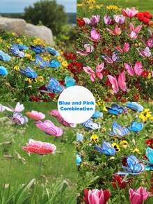 10pcs Butterfly Stakes, Outdoor Garden Decor Vibrant 3D Butterfly Garden Stakes, 3D Colorful Double Wings With Bendable Stick, Artificial Waterproof Butterfly Decorations, Butterflies For Flower Outdoor Indoor - Butterfly Garden Decoration - View 9