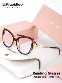 LiMiaoMiao Unisex Cat Eye Reading Glasses, Vintage, Clear, Computer Reading, Magnification +1.0 To +3.5, With Case And Cloth, Suitable As Holiday Gift - Transparent - View 13