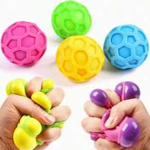 Color Changing Grid Ball Squishy – Slow Rebound Flour-Filled Sensory Toy, Soft Gel Stress Relief Fidget - 混色 - 查看 3