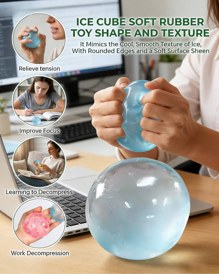 Non-Rebounding Coconut Oil Squish Ball Moldable Sensory Squishy Stress Balls Handmade Crunchy Anxiety Reliever Slow Rising Fidget Squeeze Toys Non-Sticky Easy Clean Improving Focus Gift - 1PC - Xem 1