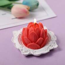 1 pieza Molde de silicona en forma de flor de loto 3D para velas de yeso, molde de silicona hecho a mano para velas, ceras fundidas, decoración - A-blanco - Ver 5