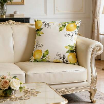 1 vỏ gối in hình quả chanh, thích hợp trang trí ghế sofa và phòng khách, kiểu dáng thời trang và thoải mái. Thiết kế in một mặt, không bao gồm ruột gối.