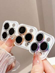 MIGAE 1pc - Shiny Silver Diamond Camera Lens Protector With Metal Ring, Ultra-HD Lossless Image Quality, Multi-Layer Design To Protect Lens, High-Quality Adhesive For Durable Use, Fit For IPhone 17 Pro Max/17 Pro/17 Air/17/16 Pro Max/16 Pro/16 Plus/16/15 Pro Max/15 Pro/15 Plus/15/14/13/12 And Other Models - Silver - View 3