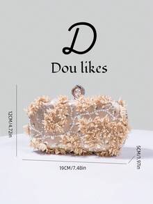 浪漫亮片串珠网纱装饰手拿包，适合女士，高端奢华正式晚宴手提包，适用于婚礼、春夏等场合，亮片包配金属链条，优雅女士宴会包，完美搭配舞会、毕业派对、晚宴、正式礼服、亮片连衣裙、女士优雅连衣裙 - 香檳色 - 查看 9