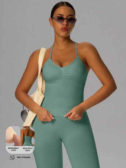 Yefecy Áo bra thể thao quây ngực phong cách Y2K dành cho nữ, áo tank top tập luyện không lưng màu trơn với miếng đệm có thể tháo rời, chất liệu siêu mềm, thoáng khí, thấm mồ hôi, phù hợp cho mọi mùa, tập gym, yoga, mặc hàng ngày và hoạt động thể thao.