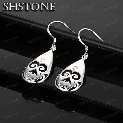 Fine 925 Sterling Silver Plated Women Lady Cute Wedding Present Popular Top Quality Fashion Party Jewelry Free Shipping