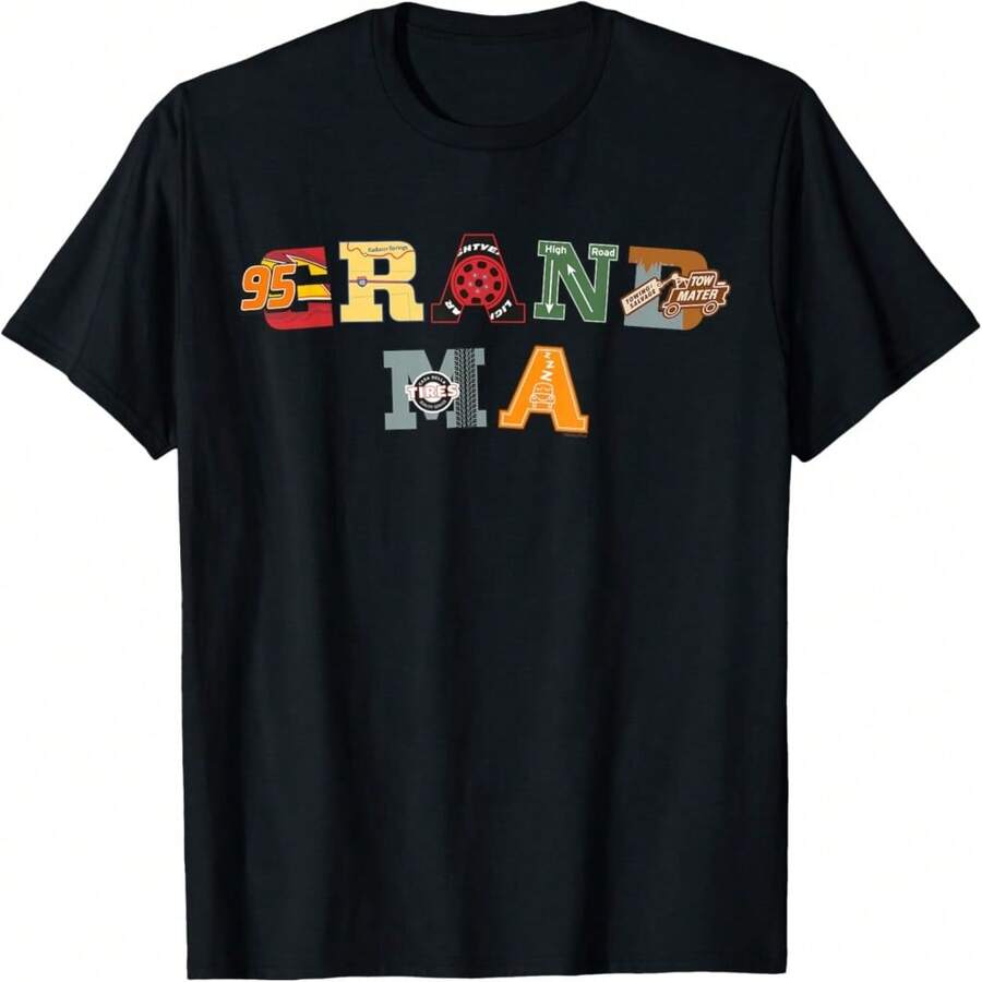 Disneybrand & Cars Grandma Family T Vacation Matching T-Shirt - Black 1 - View 1