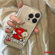 名创优品史努比和查理·布朗透明TPU手机壳，适用于iPhone 17/17 Pro/17 Pro Max/17 Air/16/15/14/13/12/11/X系列，iPhone 17 Pro Max手机壳，iPhone 17 Pro手机壳，iPhone 17手机壳，圣诞礼物，女朋友 - 無色 - 查看 3