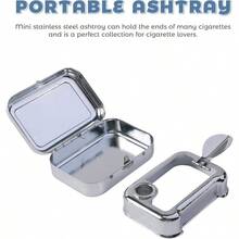 Car Ashtray, Car Accessories Stainless Steel Portable Ashtray, Automotive Supplies, Portable Waterproof And Dust-Proof Automotive Pocket Ashtrays With Lid Auto Outdoor Cigars (Black) - Black - View 5