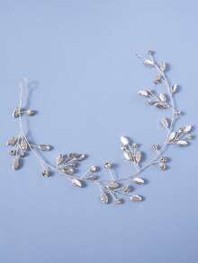 Elegant Floral Crystal Handmade Hair Chain, Suitable For Weddings, Parties And Gatherings,Festival,Party - Silver - View 3