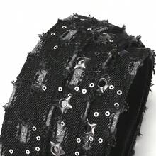 1 chiếc thắt lưng denim đính sao phong cách Punk Y2K, phù hợp với quần jeans, quần short, trang phục đường phố, tiệc tùng, hoạt động ngoài trời, thường ngày, đi học, tựu trường, Halloween, Giáng sinh, các buổi tụ họp. - Đen-B - Xem 4