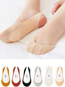 4 đôi tất lót không lộ cổ chân dành cho nữ, tất lưới siêu mỏng thoáng khí với đế chống trượt, tất vô hình cho giày bệt, giày cao gót và giày thể thao. - Nhiều màu - Xem 2