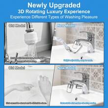 1080° Swivel Faucet Water Filter, 2 Spray Modes Splash-Proof Faucet Extender With 6 Replacement Filters, Brass Aerator For Kitchen Bathroom Sink, Toddler Friendly - Gun Gray - View 3