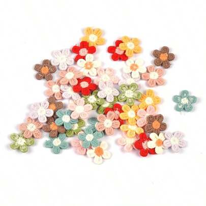 30pcs 1.7cm Multi-Color Mini Flower Trim Decorative Fabric Patches, Handmade Sewing DIY Accessories For Clothing, Hats, Scarves, No Adhesive