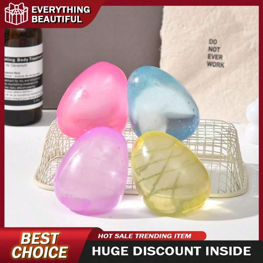 1pc Malt Egg Squeeze Toy, Stress Relief Squeezing Toy, Soft Elastic Squishy Toy, Portable Fidget Hand Toy, Travel Relaxing Decompression Toy, Shiny Stress Ball, Christmas Gift Fillers, Birthday Gift, Delicate Present For Daily Relaxation, Desktop Relaxing Toy, Games And Entertainment Props For Home Office Use - 彩色 - 查看 1