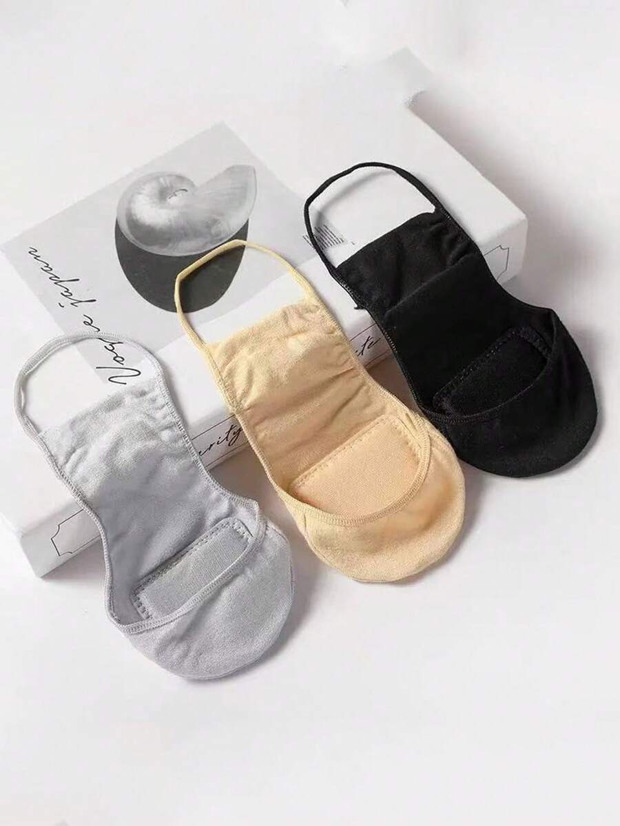 3 pares de calcetines de tobillo delgados de verano, calcetines de barco de boca poco profunda con almohadilla antideslizante, calcetines invisibles, calcetines de algodón para mujeres - Multicolor - Ver 1
